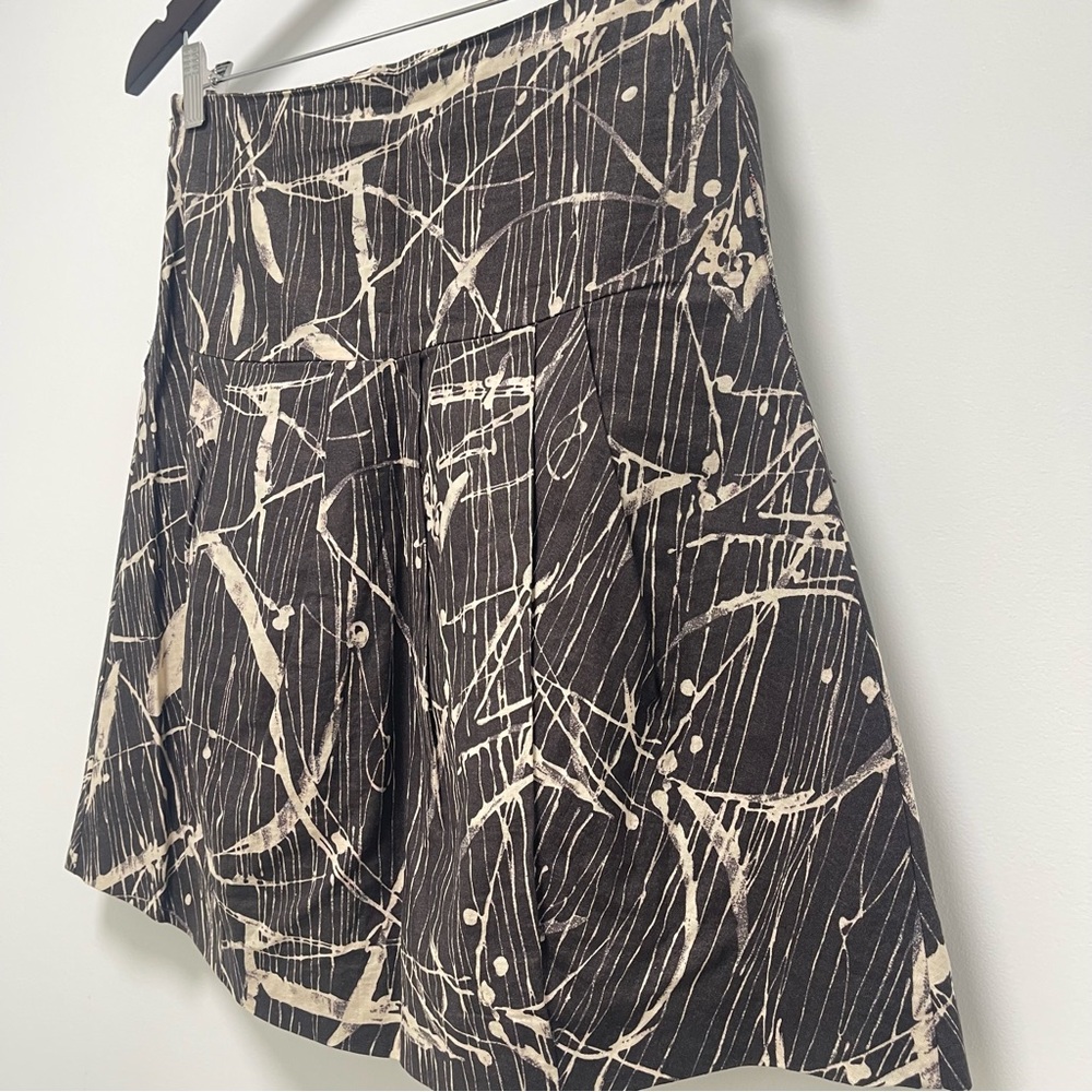 Marni Abstract Printed Pleated Black Cream A-Line Skirt Size IT 40 US 4 - Picture 8 of 12